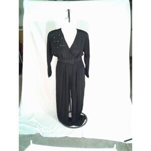 Vintage Black Jumpsuit w/ Embroidery & beading embellishments on chest (12)